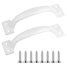 White Screen Door Handle 5 Inch Stainless Steel Gate Handle for Wooden Fence Outdoor 2 Pack