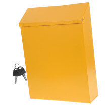 Yellow Locking Wall Mounted Mailbox, Durable Cast Aluminum Body, Large Capacity for Home and Office