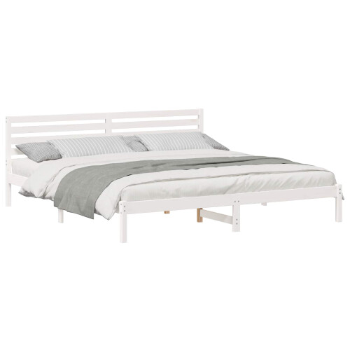 Berkfield Bed Frame with Headboard White 180 x 210 cm Solid Pine Wood 1