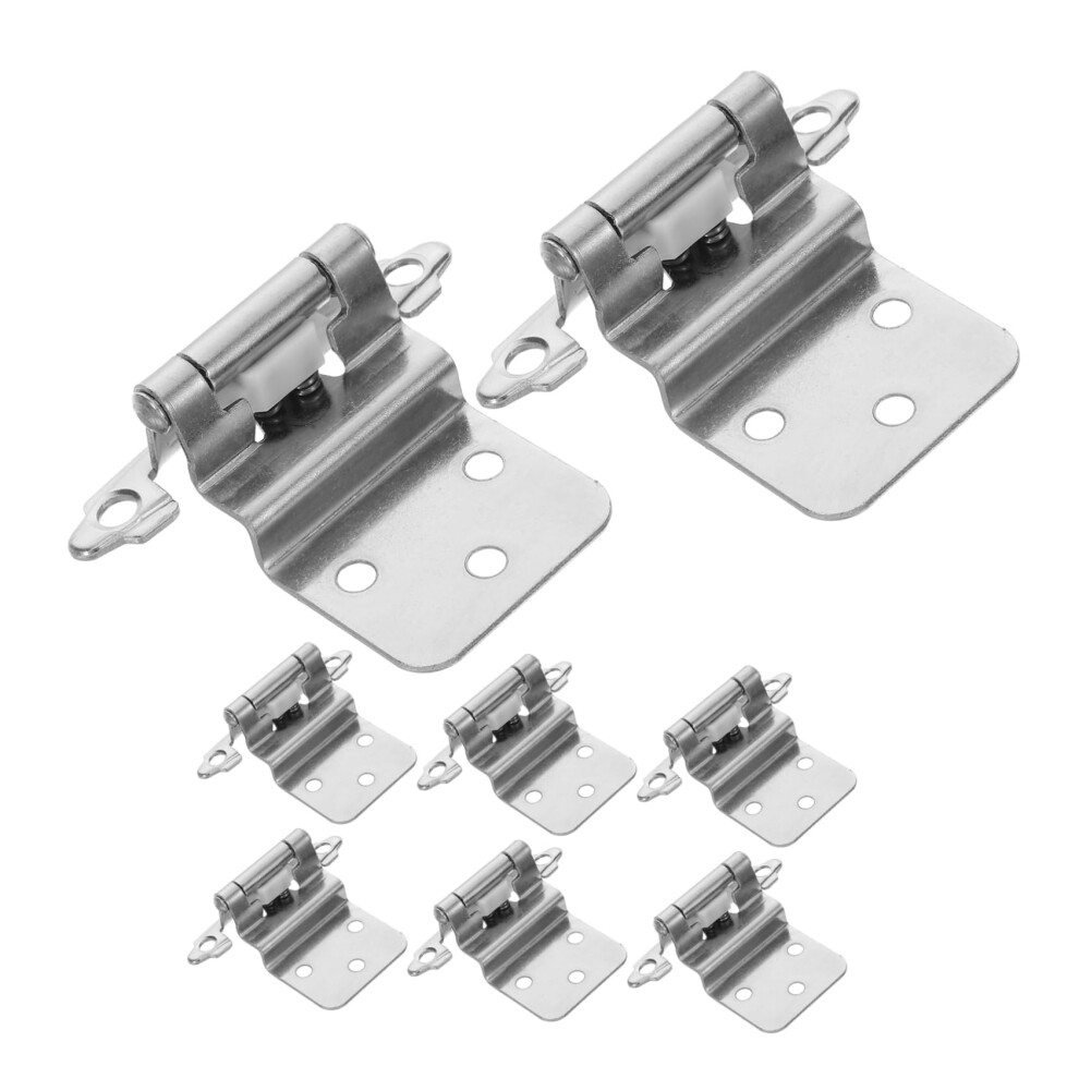 8Pcs Self Closing Cabinet Hinges Brushed Nickel Quiet Flush Mount For Kitchen Bathroom 9351714813976