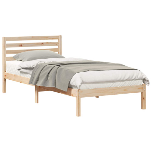 Berkfield Bed Frame with Headboard Brown 90 x 220 cm Solid Pine Wood 1