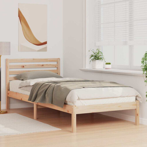 Berkfield Bed Frame with Headboard Brown 90 x 220 cm Solid Pine Wood 2