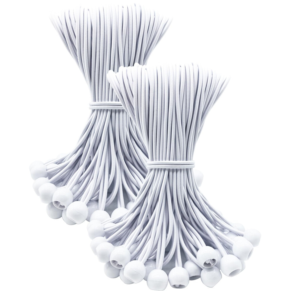 100Pcs White Bungee Ball Cords 10Inch Â Heavy Duty Tarp Bungee Cords For Canopy, Camping, Tent Poles 9045646606590