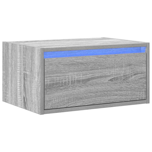 Berkfield Wall-mounted Bedside Cabinet with LED Lights Grey Sonoma 2