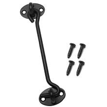 Heavy Duty Barn Door Hook and Eye Latch 6 Inch Black Stainless Steel Gate Lock for Privacy and Security