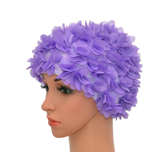 Blonde Vintage Badehette Blomsterblad Retro Badehette for Damer 1