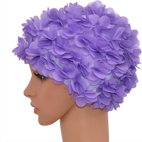 Blonde Vintage Badehette Blomsterblad Retro Badehette for Damer 2