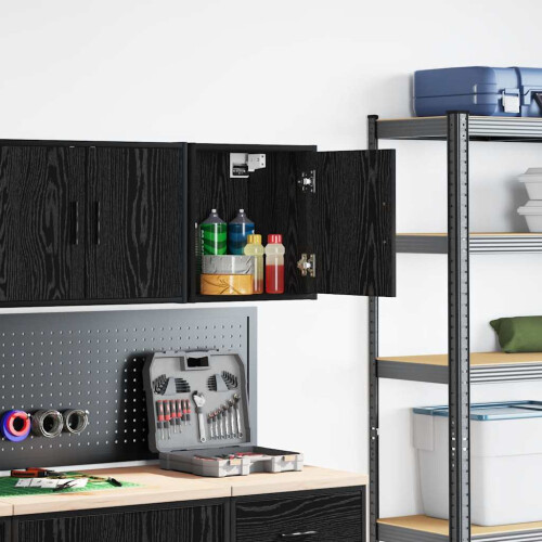 Berkfield Garage Wall Cabinet Black Engineered Wood 1