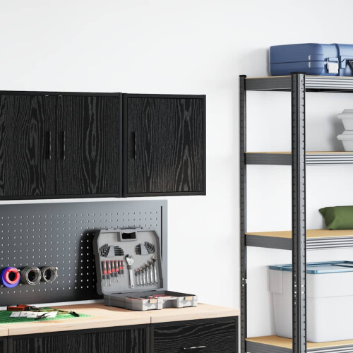 Berkfield Garage Wall Cabinet Black Engineered Wood 2