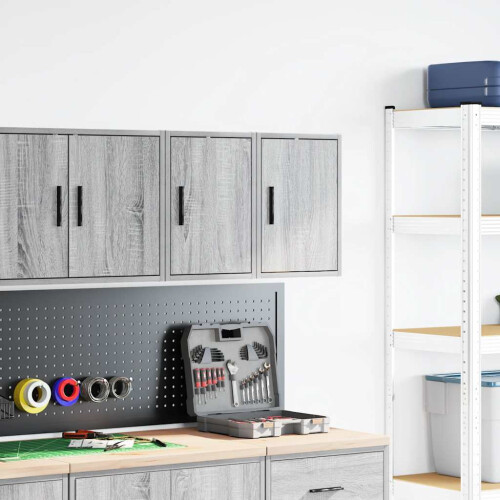 Berkfield Garage Wall Cabinets 2 pcs Grey Sonoma Engineered Wood 2
