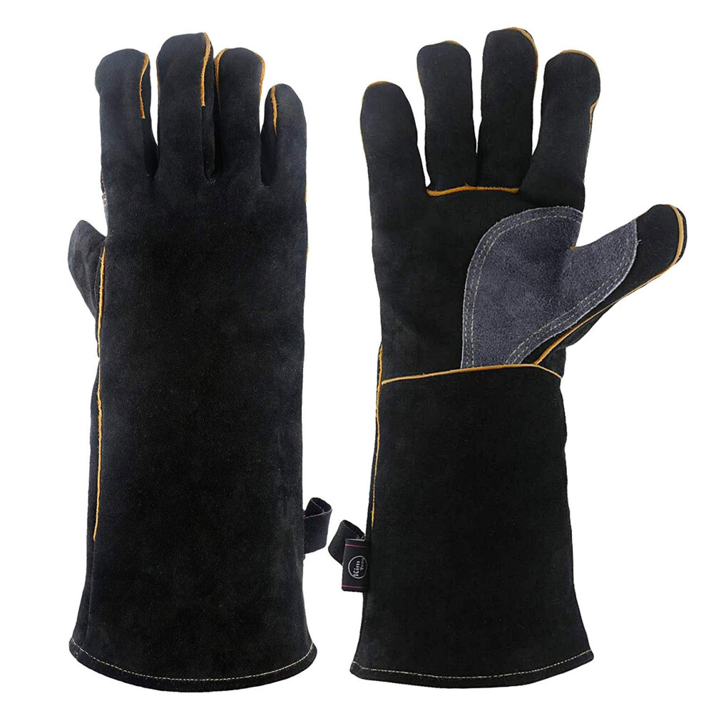 Leather Welding Gloves Heat Resistant With Kevlar Stitching For Bbq, Grill, Fireplace And Stove 9045646607023