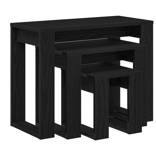 Berkfield Nesting Tables 3 pcs Black Oak Engineered Wood 1