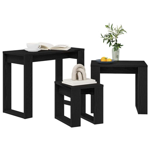 Berkfield Nesting Tables 3 pcs Black Oak Engineered Wood 2