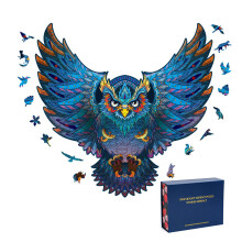 200 Piece Wooden Owl Jigsaw Puzzle for Adults, Large Wood Cut Design, Stress Relief Family Gift