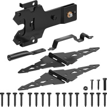 Heavy Duty Gate Hardware Kit 8 Inch Black Hinges and Latch Set for Outdoor Wooden Fence Doors