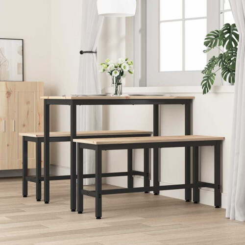 Berkfield Dining Bench Natural 100 x 32.5 x 49 cm Solid pine wood 2