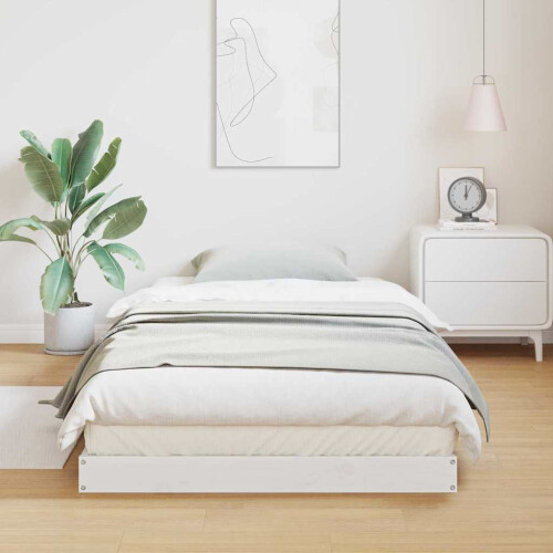 Berkfield Floor Bed Frame White 80 x 220 cm Solid Pine Wood 2