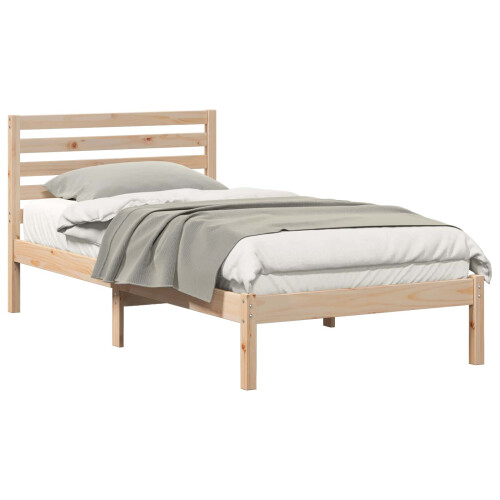 Berkfield Bed Frame with Headboard Brown 75 x 190 cm Solid Pine Wood 1