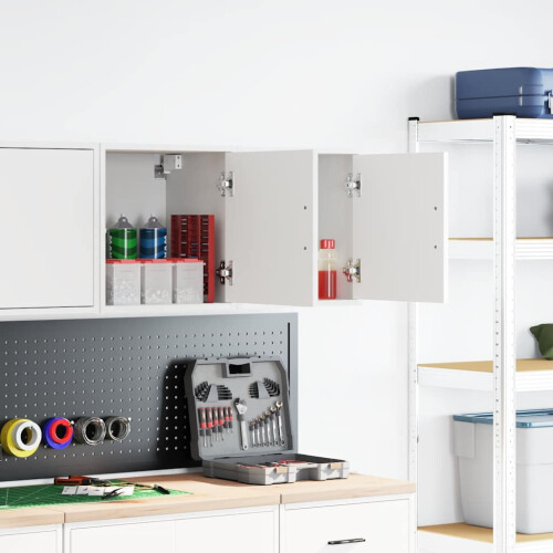 Berkfield Garage Wall Cabinets 2 pcs White Engineered Wood 1