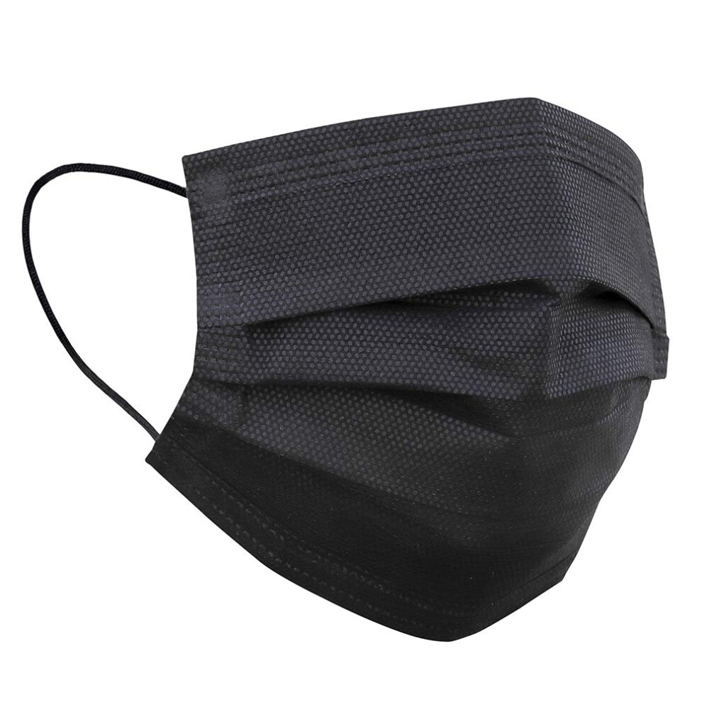 Black Disposable Face Masks 50 Pack, Threelayer Filtration With Comfortable Earloop Fit For Adults Dust Protection 9351714814898