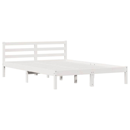 Berkfield Bed Frame White 215.5 x 145.5 x 69.5 cm Solid Pine Wood 1