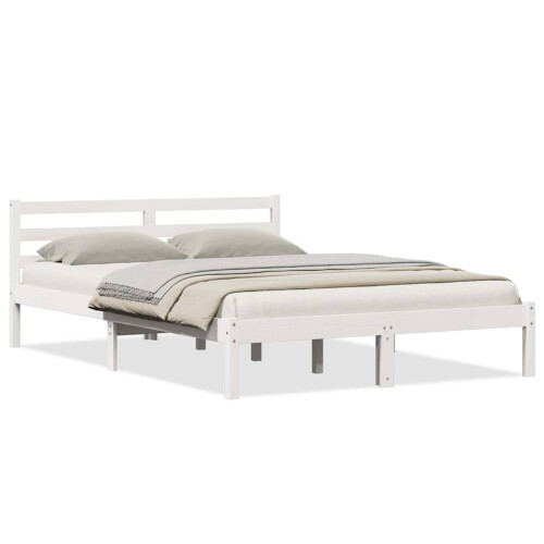 Berkfield Bed Frame White 215.5 x 145.5 x 69.5 cm Solid Pine Wood 2
