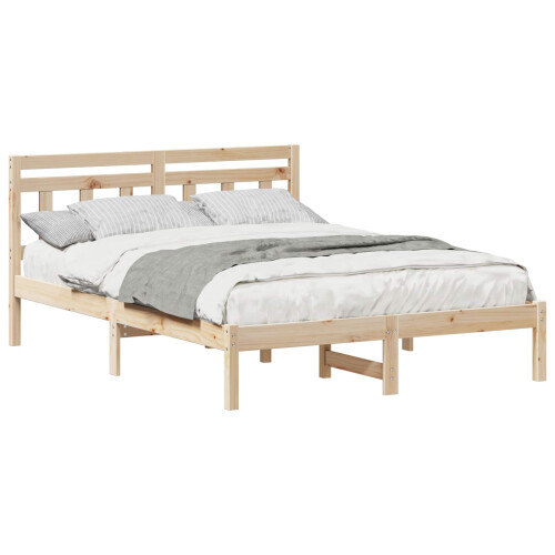 Berkfield Bed Frame Brown 135 x 190 cm Solid Pine Wood 1