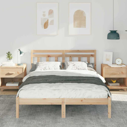 Berkfield Bed Frame Brown 135 x 190 cm Solid Pine Wood 2