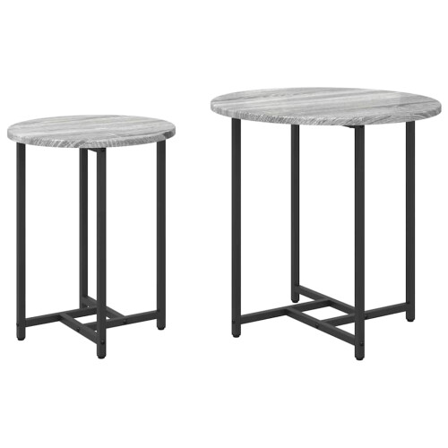 Berkfield Side Table Set 2 pcs Grey Sonoma and Black 1