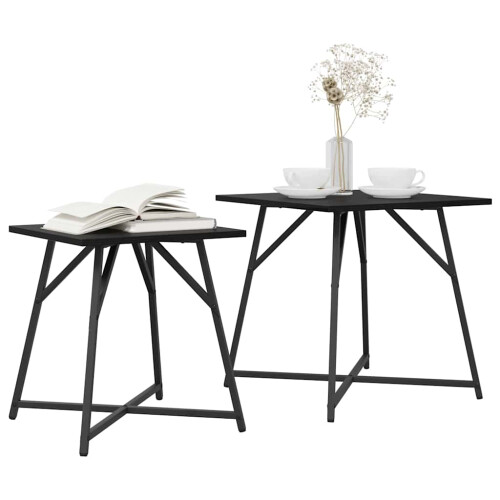 Berkfield Side Table Set 2 pcs Black Oak 2
