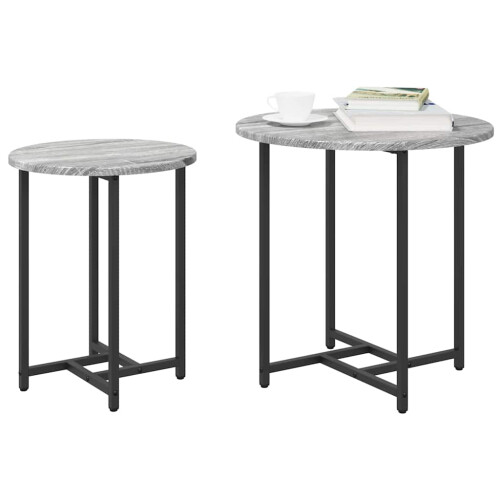 Berkfield Side Table Set 2 pcs Grey Sonoma and Black 2