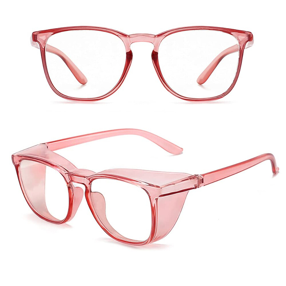 Anti Fog Clear Safety Glasses With Blue Light And Uv400 Protection, Red Tr90 Frame 9045646607481
