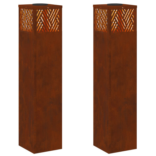 Berkfield Solar LED Pathway Light 2 pcs Bronze Weathering Steel 1