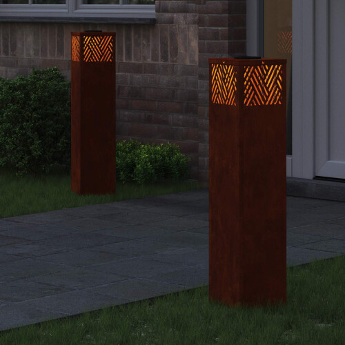 Berkfield Solar LED Pathway Light 2 pcs Bronze Weathering Steel 2