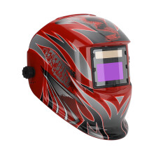 Auto Darkening Welding Helmet for TIG MIG ARC, Solar Powered Mask with Adjustable Shade and Wide View (Red Grey)