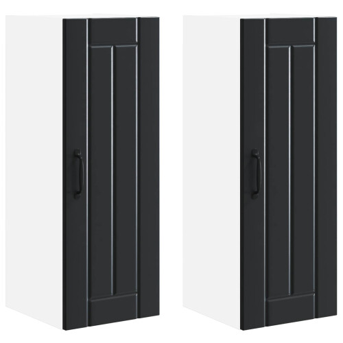 Berkfield Dishwasher Panel Lucca 2 pcs Black 30 x 31 x 80 cm 1