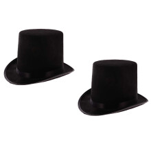 2pcs Black Magician  Hat Set Dual Hat Classic Finish for Stage Performance and Photoshoots