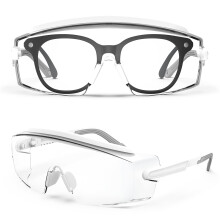 Anti Fog Safety Glasses Over Eyeglasses, Adjustable Clear Protective Eyewear for Lab and Workshop (White)