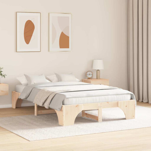 Berkfield Bed Frame Natural 135 x 190 cm Solid Pine Wood 2