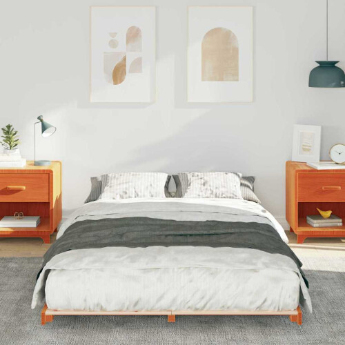 Berkfield Bed Frame Wax Brown 135 x 190 cm Solid Pine Wood 2
