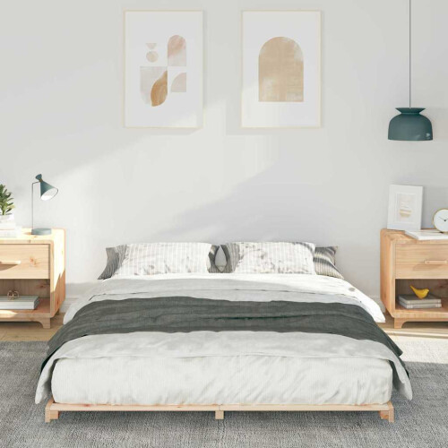 Berkfield Bed Frame Brown 140 x 220 cm Solid Pine Wood 2