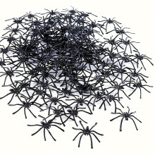50pcs Halloween Fake Spiders Black Plastic Decorations Realistic Creepy Props for Haunted House Decor