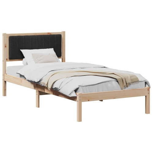 Berkfield Bed Frame with Upholstered Headboard Black 90 x 190 cm 2