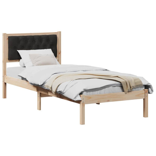 Berkfield Bed Frame with Headboard Black 90 x 190 cm Solid Pine Wood 2