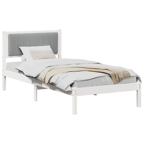 Berkfield Bed Frame with Upholstered Headboard Light Grey 90 x 190 cm 2