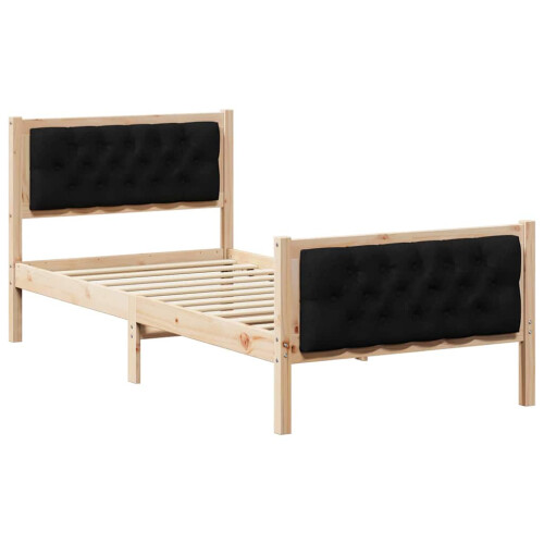 Berkfield Bed Frame with Headboard Black 90 x 200 cm Solid Pine Wood 1