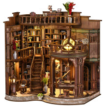 DIY Dollhouse Miniature Kit Dreamy Book Hall 3D Wooden Book Nook Puzzle Creative Home Decoration Gift