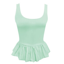 Women'S Bubble Hem Tank Top Scoop Neck Backless Sleeveless Patchwork Peplum Going Out Babydoll Shirts Light Green M