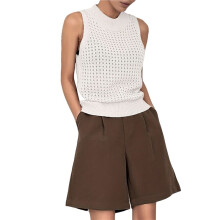 Womens Summer Knit Sweater Tank Tops Round Neck Crochet Hollow Out Sleeveless Casual Crop Shirt White XL