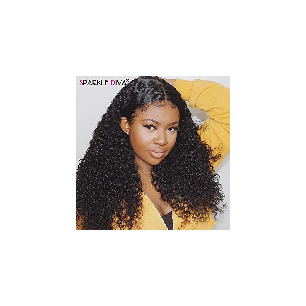 Unisex Brown Long Kinky Curly 360 Lace Frontal Wig Remy Brazilian Human Hair Medium Swiss Lace Natural Hairline